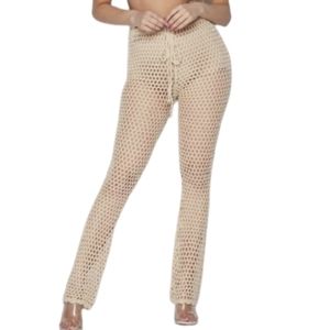 Hot & Delicious‎ Ivory Crochet Swim Coverup Pants Size S/M